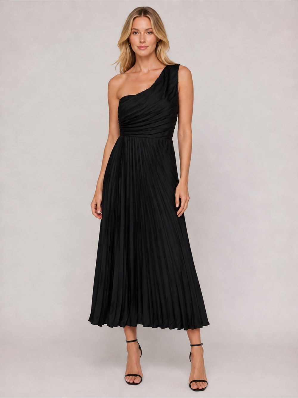 Abercrombie & Fitch Giselle One Shoulder Maxi Dress Plisse’ Pleated 25678